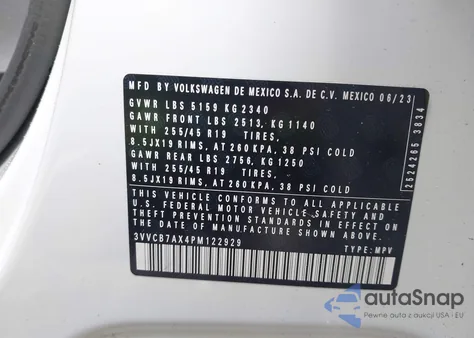 2023 Volkswagen Tiguan 2.0T Se R-Line Black from USA, damaged, VIN 3VVCB7AX4PM122929